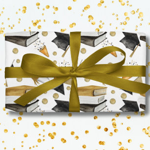Regalo Papel de envolvimiento de oro y blanco negro para