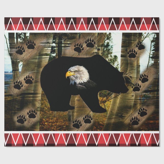 Regalo Papel de envolvimiento de oso negro (Superficie plana)