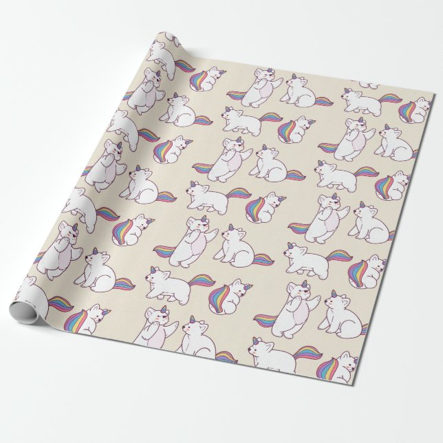 Regalo Papel de envolvimiento de osos de unicornio (Desenrollado)