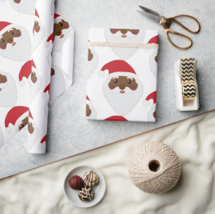 Regalo Papel de envolvimiento de Papá Noel afroamericano