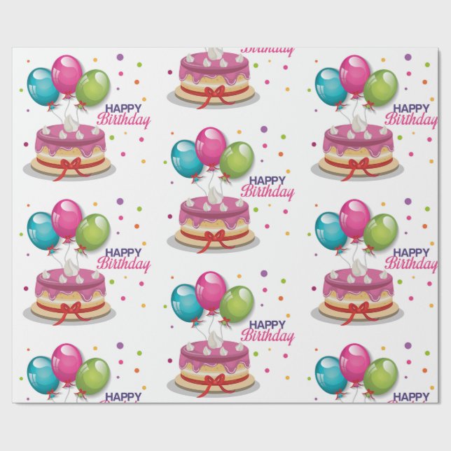 Regalo Papel de envolvimiento de papel feliz cumpleaños (Superficie plana)
