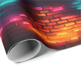 Regalo Papel de envolvimiento de pared de ladrillo neón