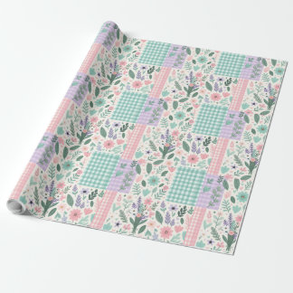 Regalo Papel de envolvimiento de patchwork floral pastele