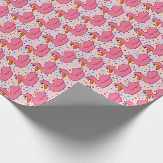 Regalo Papel de envolvimiento de pato rosado (Esquina)