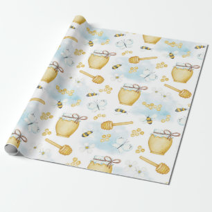 Regalo Papel de envolvimiento de patrón de abeja y miel