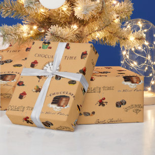 Regalo Papel de envolvimiento de patrón de chocolate vint