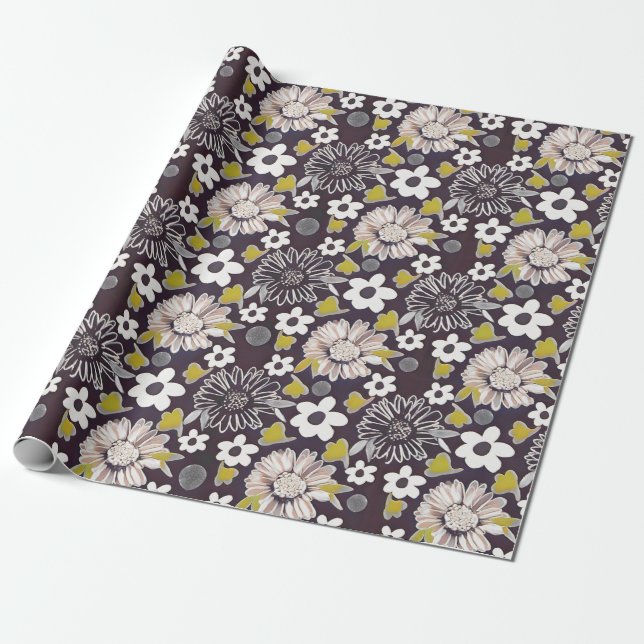 Regalo Papel de envolvimiento de patrón de cosecha floral (Desenrollado)