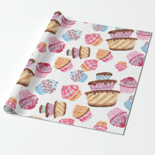 Regalo Papel de envolvimiento de patrón de cupcakes