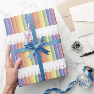 Regalo Papel de envolvimiento de patrón de lápiz colorido