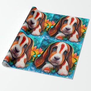 Regalo Papel de envolvimiento de patrón de perro de enlac