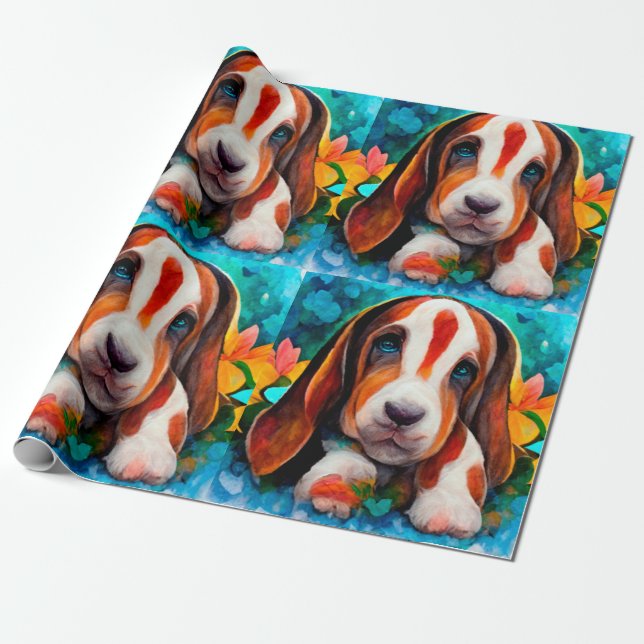 Regalo Papel de envolvimiento de patrón de perro de enlac (Desenrollado)