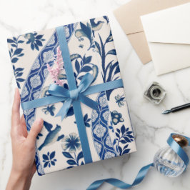 Regalo Papel de envolvimiento de patrón floral azul