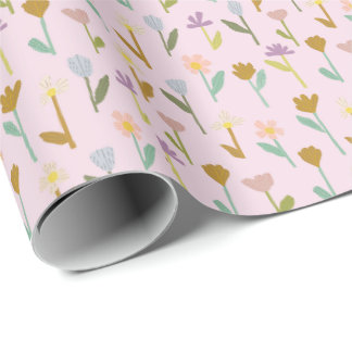 Regalo Papel de envolvimiento de patrón floral dibujado a