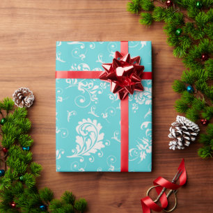 Regalo Papel de envolvimiento de patrón retro floral verd