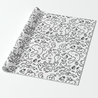 Regalo Papel de envolvimiento de patrones de doodle en bl
