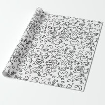 Papel de envolvimiento de patrones de doodle en bl
