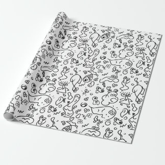 Regalo Papel de envolvimiento de patrones de doodle en bl