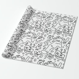 Regalo Papel de envolvimiento de patrones de doodle en bl