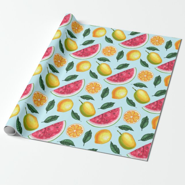 Regalo Papel de envolvimiento de patrones de fruta exótic (Desenrollado)