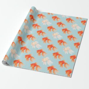 Regalo Papel de envolvimiento de patrones de peces dorado