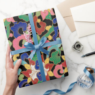 Regalo Papel de envolvimiento de patrones florales chinos