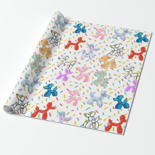 Regalo Papel de envolvimiento de perro con globos