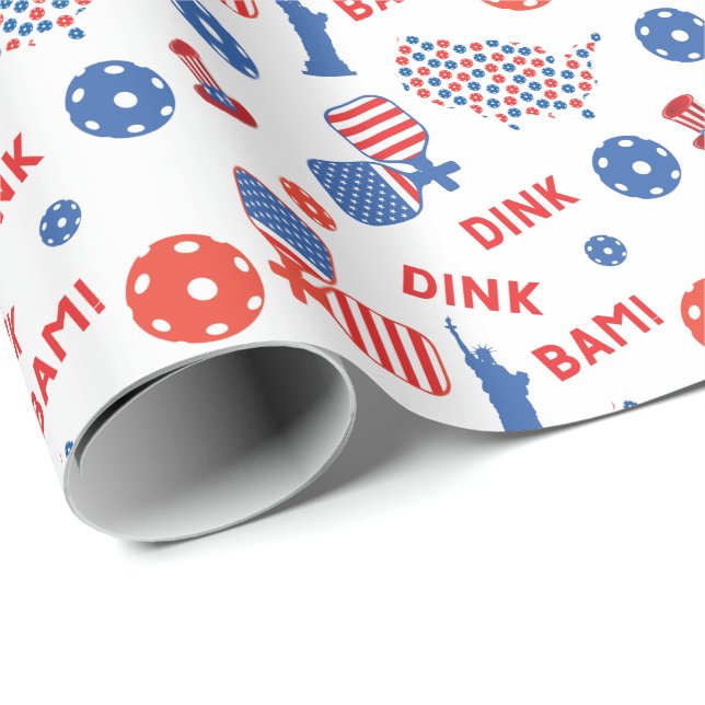 Regalo Papel de envolvimiento de pickleball americano (Esquina del rollo)