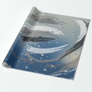 Regalo Papel de envolvimiento de pincel negro, blanco y g