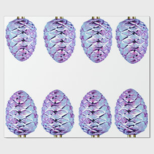 Regalo Papel de envolvimiento de pineconas violetas