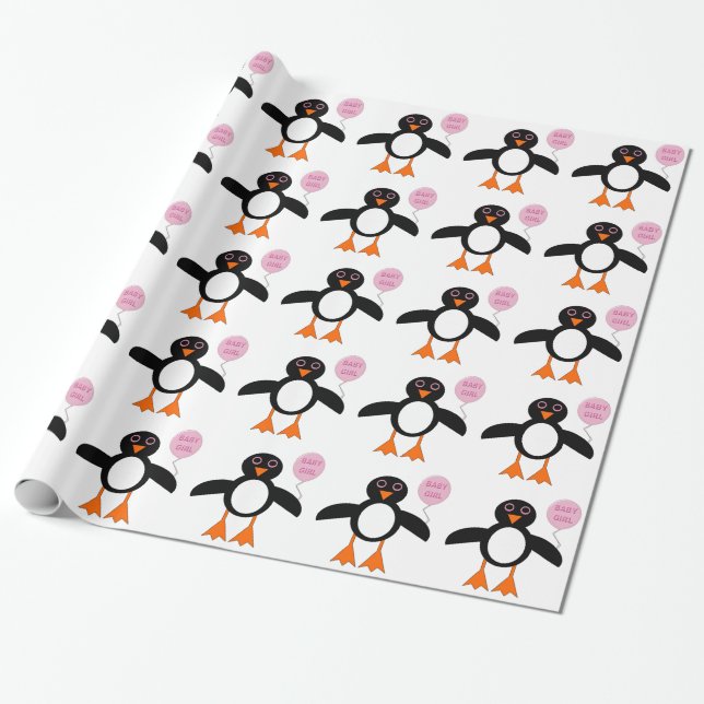 Regalo Papel de envolvimiento de pingüino rosa lindo (Desenrollado)