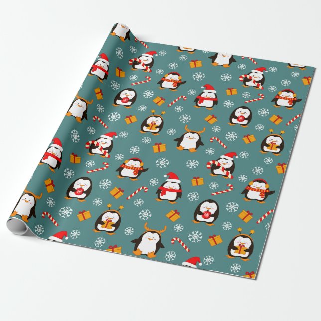 Regalo Papel de envolvimiento de pingüinos (Desenrollado)