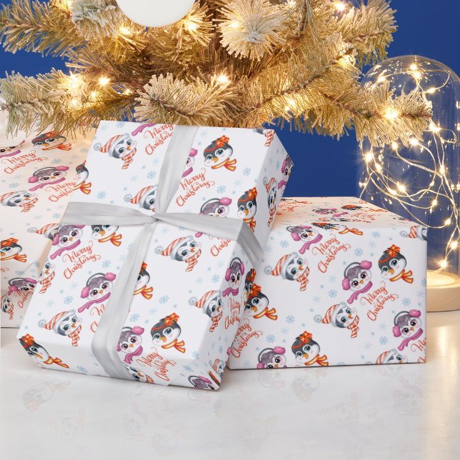 Regalo Papel de envolvimiento de pingüinos navidades (Vacaciones)