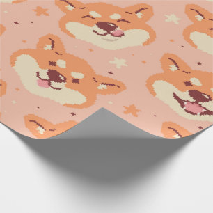 Regalo Papel de envolvimiento de Pixel Art Shiba Inu