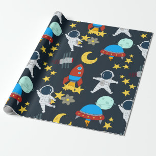 Regalo Papel de envolvimiento de planetas de astronauta e
