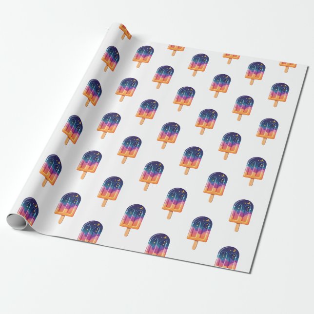 Regalo Papel de envolvimiento de popsicas cósmicas (Desenrollado)