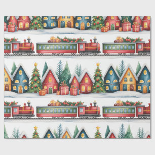 Regalo Papel de envolvimiento de pueblo para Navidades du