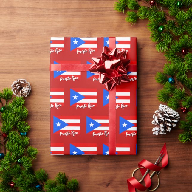 Regalo Papel de envolvimiento de Puerto Rico, rojo, bande (Regalo de vacaciones)