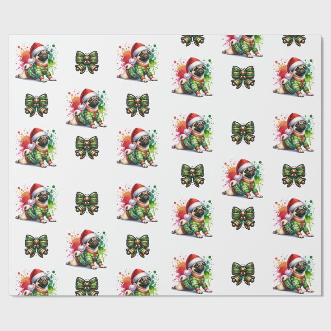 Regalo Papel de envolvimiento de pug festivo - Delicia de (Superficie plana)
