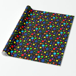 Regalo Papel de envolvimiento de puntos de arcoiris negro