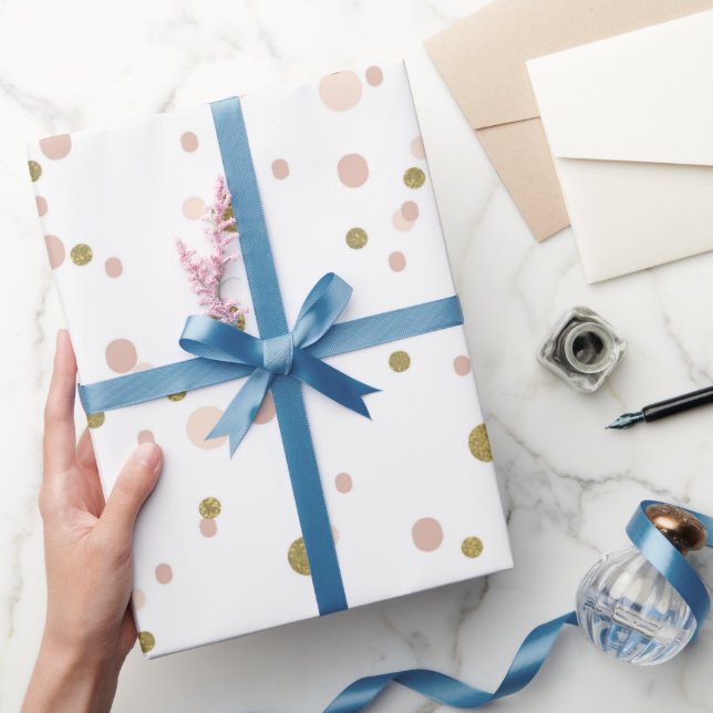 Regalo Papel de envolvimiento de puntos de oro rosado (Regalar)
