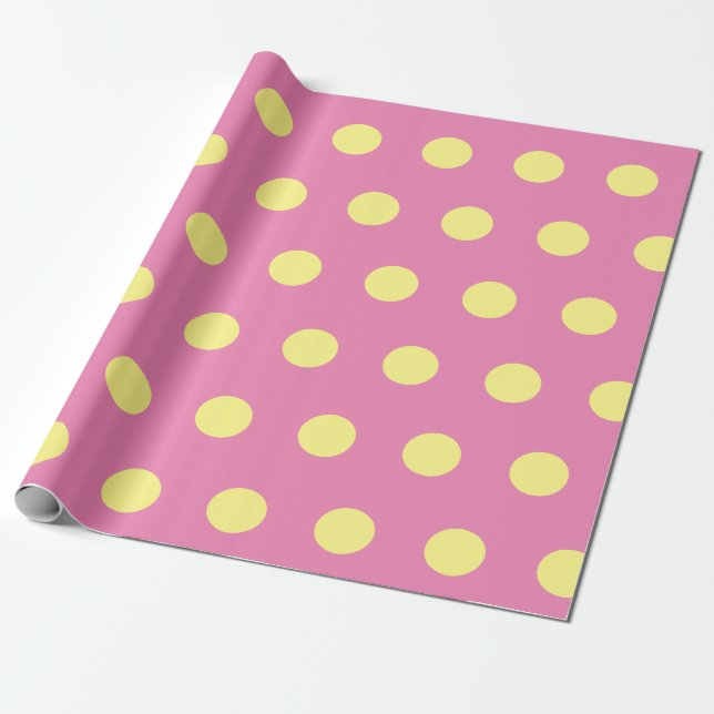 Regalo Papel de envolvimiento de puntos de polka (amarill (Desenrollado)
