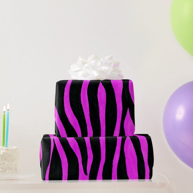 Regalo Papel de envolvimiento de rayas de cebra rosadas (Regalos de fiesta)