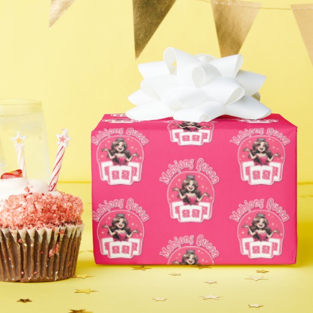 Regalo Papel de envolvimiento de reina de Mahjong rosa (Fiesta de cumpleaños )