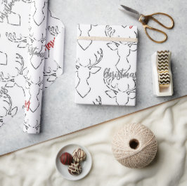 Regalo Papel de envolvimiento de renos para Navidades neg