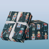 Papel de envolvimiento de robots vintage retro de 