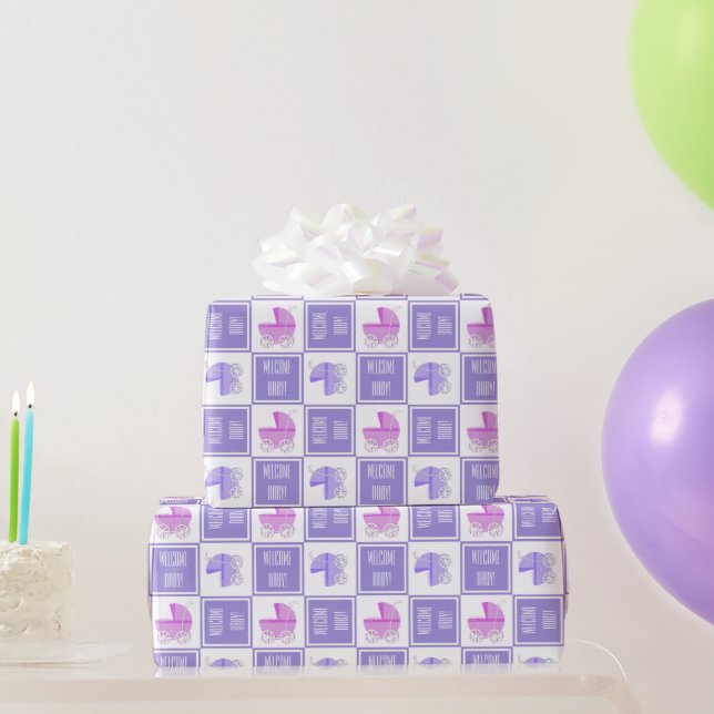 Regalo Papel de envolvimiento de rollo de bebé morado y r (Regalos de fiesta)