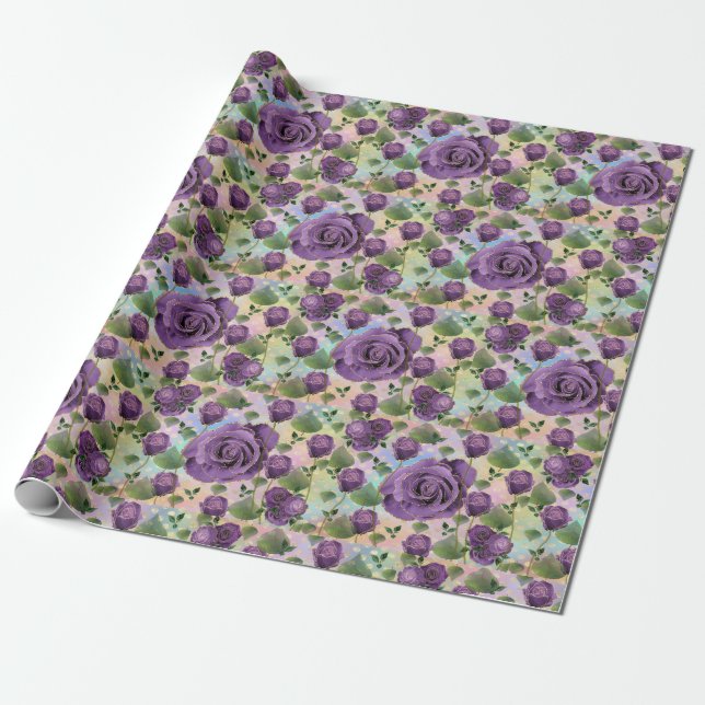 Regalo Papel de envolvimiento de Rosa morado (Desenrollado)