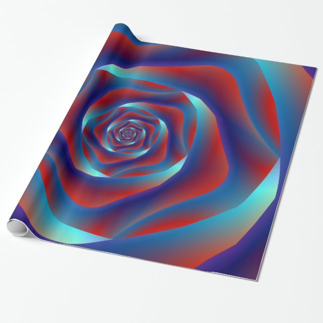 Regalo Papel de envolvimiento de Rosa rojo y azul (Desenrollado)