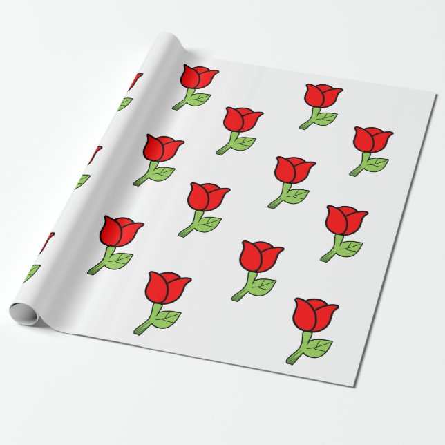 Regalo Papel de envolvimiento de rosas rojas (Desenrollado)