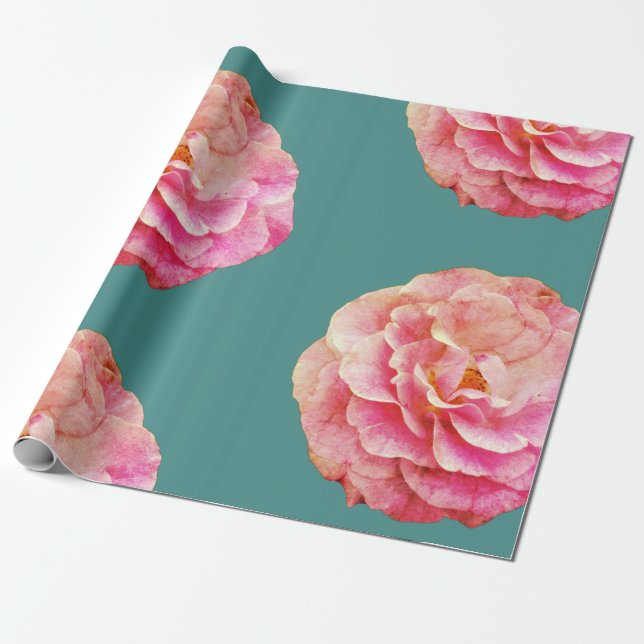 Regalo Papel de envolvimiento de rosas rosadas (Desenrollado)